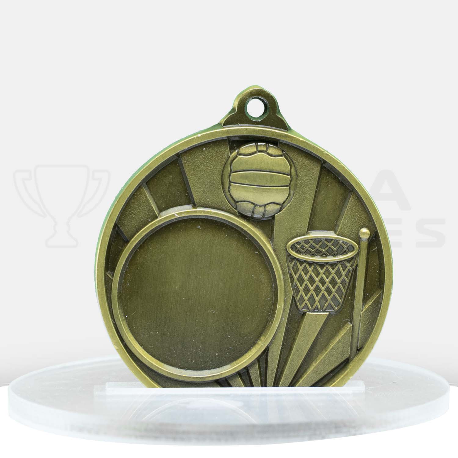 sunrise-medal-netball-25mm-insert-gold-1076c-8g-front
