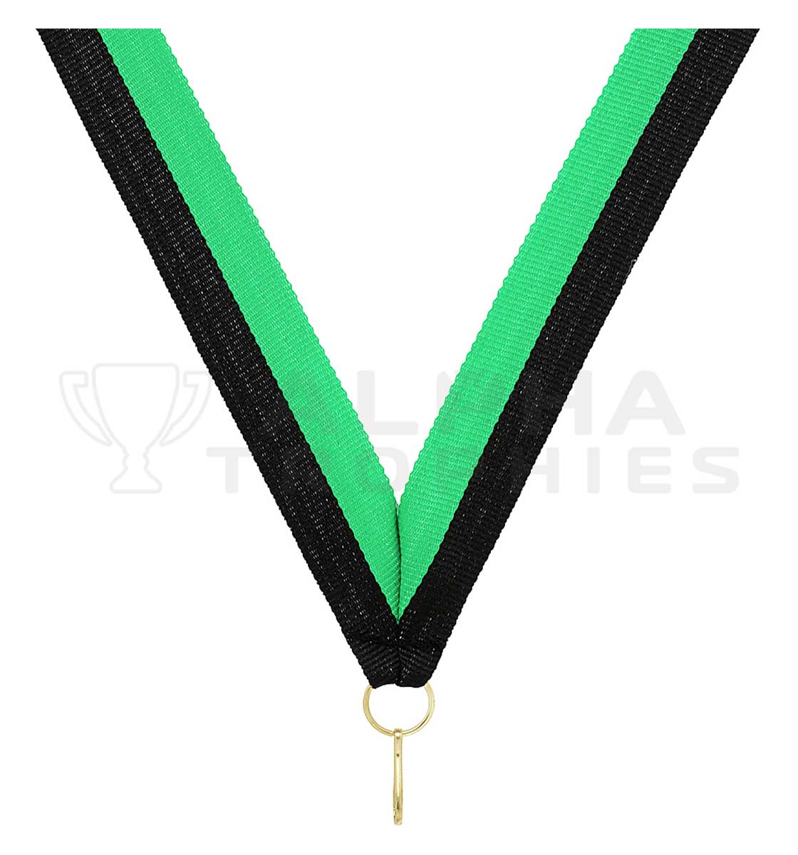 Green / Black V Neck Ribbon