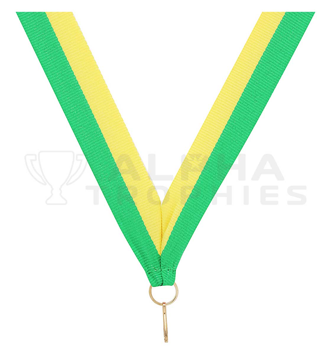 Green / Yellow V Neck Ribbon