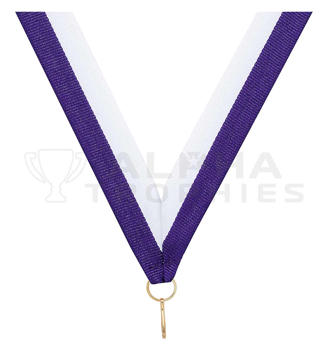 Purple / White V Neck Ribbon